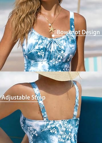 ROSEWE Tummy Control One Piece Swimsuits for Women, Ruched Bathing Suits, Cute Print Shirred Swimwear for Vacation