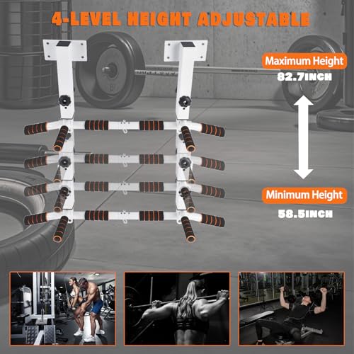 Getanye Wall Mounted Pull Up Bar Chin Up bar Multifunctional Adjustable Dip Station for Indoor Home Gym Workout, Power Tow...