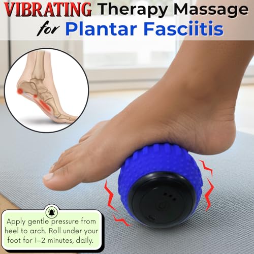 ZeenKind Vibrating Peanut Massage Ball for Plantar Fasciitis, Muscle Pain Relief with 4 Speed, Deep Tissue Therapy for Myo...