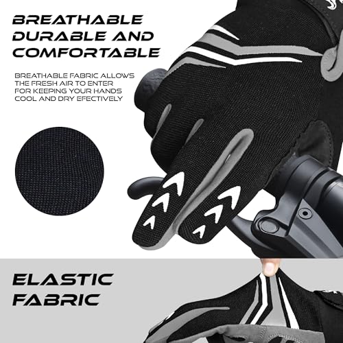 BEAST RAGE Full Finger Cycling Gloves with Padding for Men Women, Anti-Slip, Shock Absorbing, Breathable, Touchscreen Moun...