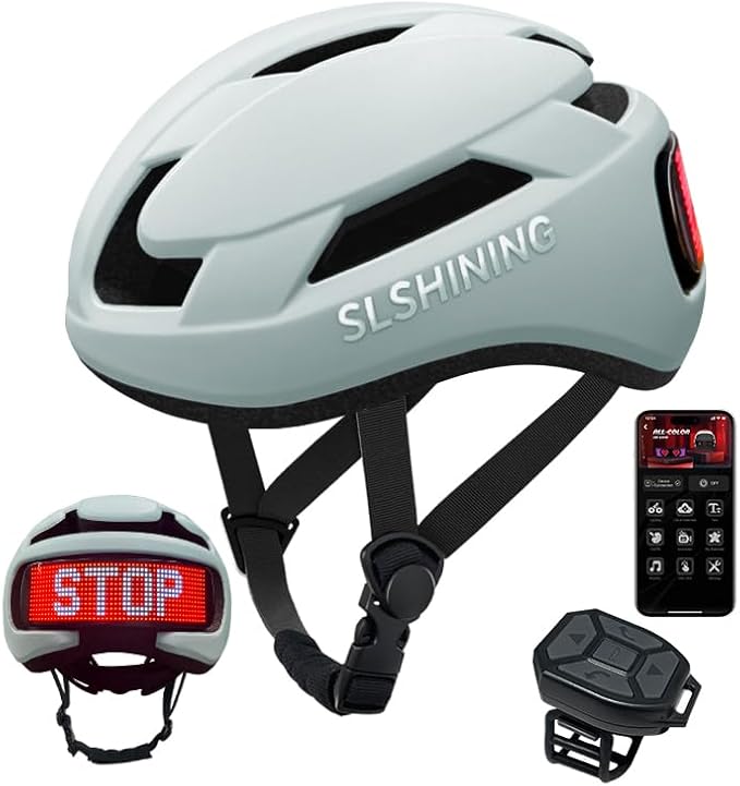 Bike Helmet, Smart App Program Bike Helmet with USB Rechargeable Light, Back Light Mountain for Adult&Men Women, with Turn...