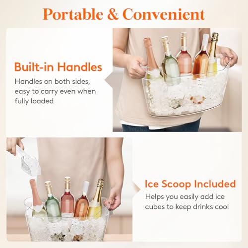 Lifewit Large 6.5L Ice Bucket for Parties 4 Pcs (in 1 Package), Portable Drink Bucket for Cocktail Bar, Plastic Champagne ...