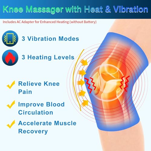 Knee Massager with Heat & Vibration, Heating Pad for Knee Pain Relief, Heating Pad for Leg Pain, Leg Massager, 3 Vibration...