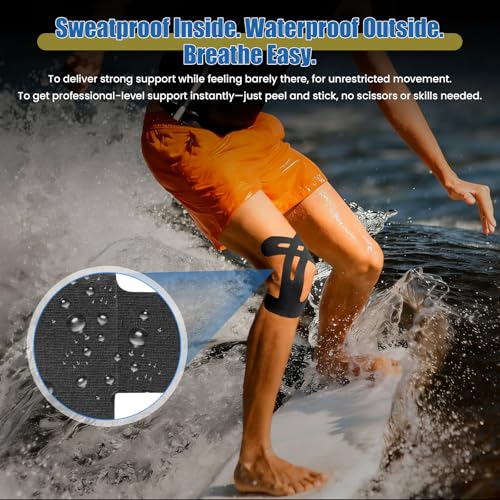 TASZOOS Pre-Shaped Kinesiology Tape for Knees - 14Pcs Waterproof Knee Tape for Knee Pain Relief, Knee Support - Elastic & ...