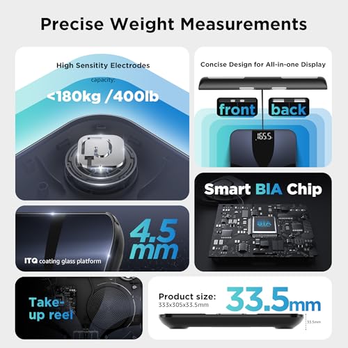 Posture Scale for Body Weight and Fat, Digital Bathroom Scale BMI Weighing Bluetooth Body Fat Scale, 8 Electrode Smart Bod...