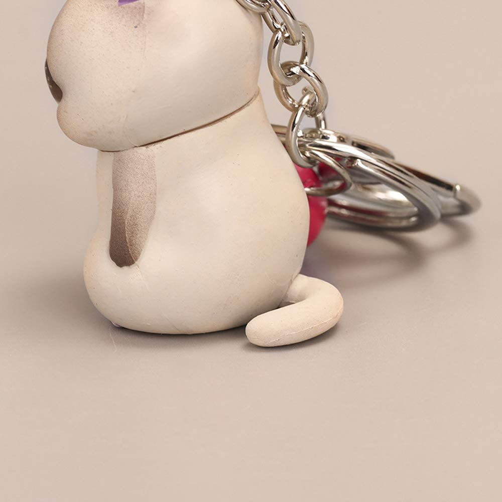 GAIORD Cat Keychain Charms, Key Ring Cute Key Chain Shy Chubby Kitten Trinket Bag Decor (Khaki)