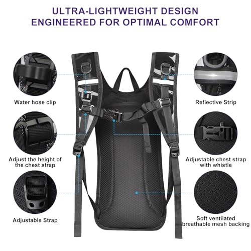 CTSAYCTL Hydration Backpack,Water Backpack with 2L Water Bladder,Festival Essential-Rave Hydration Pack,Lightweight Insula...