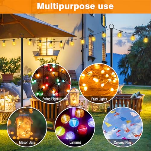 LETIANPAI 4 Pack String Light Poles,10 Ft Metal Poles with Fork for Outdoor String Lights,Outdoor Light Poles with Fork,Po...