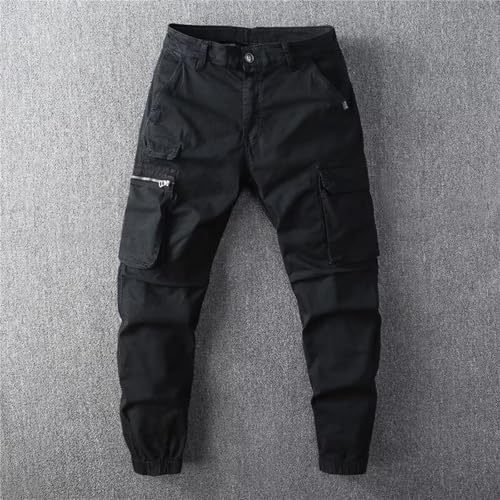Mens Relaxed Fit Cargo Pants Comfortable Workout Stretch Tactical Pants Zipper Pocket Lightweight Straight Leg Baggy Trousers