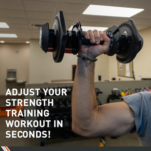 BodySport 40 Pound Adjustable Dumbbells – Includes 12 Free Weights, Ranging from 3 to 40 Pounds, Ideal for Home Gym Workou...
