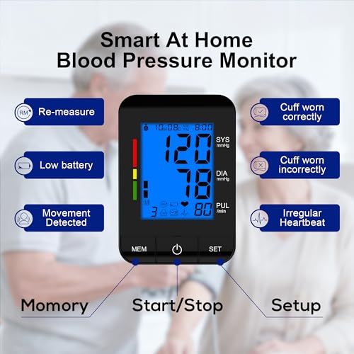 SDUNW Automatic Upper Arm Blood Pressure Monitor for Home Use with 9-17in & 13-21in L/XL/Extra Large Cuff, Accurate Measur...
