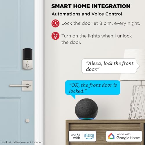 Kwikset Halo Wi-Fi Smart Lock, Keyless Entry Door Deadbolt, Geofence Auto-Unlock, Grade AAA Certified, No Hub Required Eas...