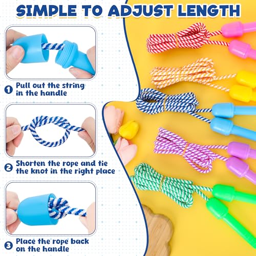 ZATAYE Kids Jump Rope, Colorful Nylon Skipping Ropes for Children, 7.78FT Adjustable Length, 5.51IN Handles, Lightweight S...