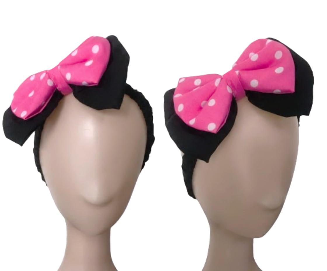 MeeTHan Mouse Ears Hair Clips, Pink Dots Polka Bows With Alligator Clips Hair Accessories for Theme Park Costume Party Decoratio