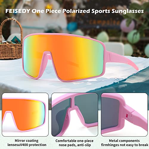 FEISEDY Sports Sunglasses, Polarized Oversized Shield for Women Men Youth, Baseball Cycling Running Outdoor Visor B2988