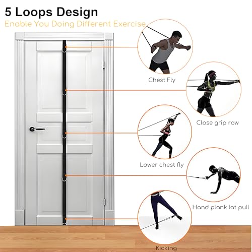 Resistance Bands Set with Door Anchor Training System, 5 Colors Stackable up to 150LBS, Includes 5-Angle Door Training Too...