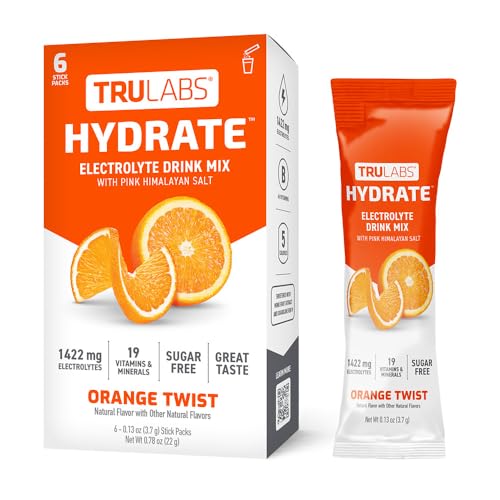 TRULABS Hydrate - Orange Twist. Sugar Free Electrolytes Hydration Packets. Each Serving Contains 1422 mg of Electrolytes &...
