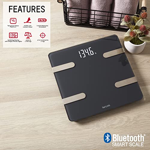 Taylor Bluetooth Smart Body Composition Scale for Body Weight, Body Fat, Water, Muscle and Bone Mass, Weight Tracking, and...