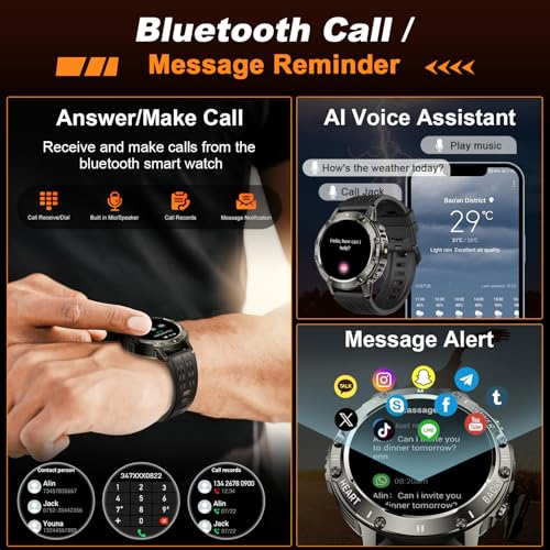 zhizhi Smart Watch for Men Fitness Tracker: Smart Watches for Android Phones iPhone Bluetooth Waterproof Make Answer Call ...