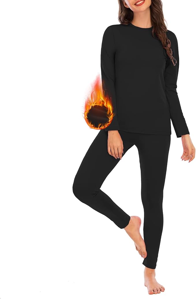 American Trends Womens Thermal Underwear Set - Long Johns for Base Layer Women with Fleece Lined for Winter-Warm Loungewear