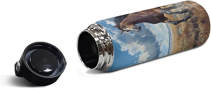 Horse Insulated Water Bottle with Handle 18 Oz Reusable Water Jug Thermal Water Bottles Keeps Iced Water Cold for Hours Sports Bottle