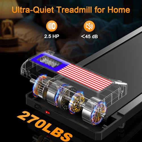 HOELLL Treadmills for Home Small with 0%-8% Incline and APP Sync, Compact Under Desk Walking Treadmill Pad with Handle Bar...