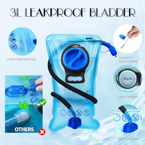 CITCAR Hydration Pack, Water Backpack with 3L Hydration Bladder Lightweight Insulation, Festival Essential, Rave Hydration...
