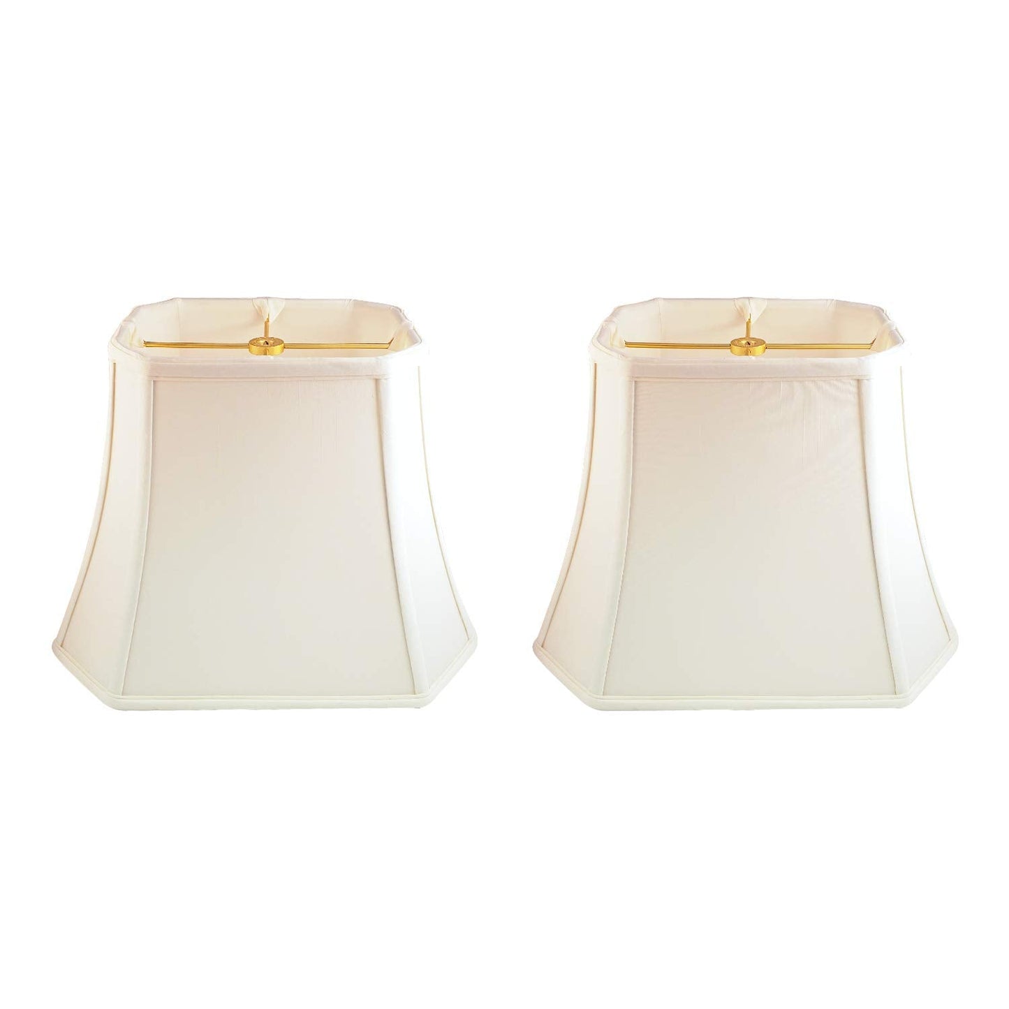 Royal Designs, Inc. Rectangle Cut Corner Lamp Shade, Faux Silk, 6.5 x 12 x 10, White, 2-Pack, Model BSO-710-12WH-2