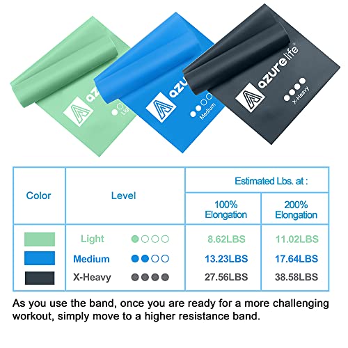 A AZURELIFE Resistance Bands,Professional Long Non-Latex Elastic Stretch Bands,Exercise Bands for Physical Therapy, Yoga, ...