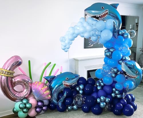 Bezente Blue Balloons Set,60pcs 12 inch Metallic Blue Pearl Blue Navy Blue Pastel Blue Latex Balloons Kit for Birthday,Bab...