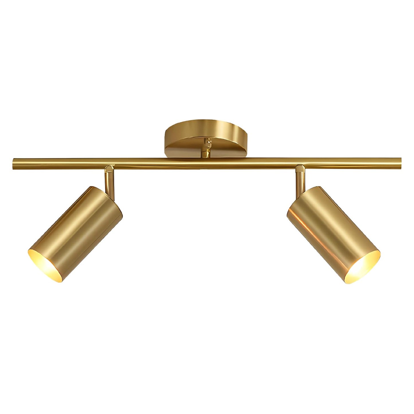 Bokt Mid Century Modern 2-Lights Led Track Lighting Kit, Gold Flush Mount, Adjustable Angle, Brushed Brass, Model Df-B6Yv-C8Ci-2