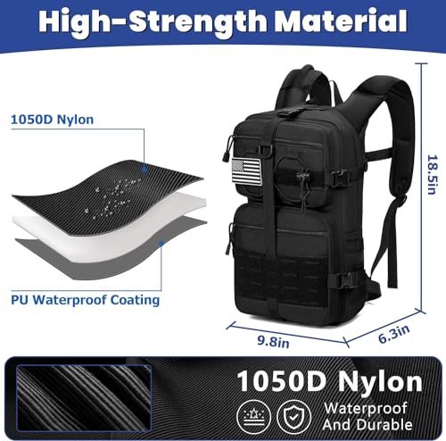 1050D Tactical Hydration Backpack with 3L TPU Water Bladder, Military Molle Water Backpack Perfect for Men & Women, Hydrat...