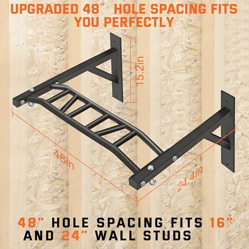 Upgrade Pull Up Bar Wall Mounted,Heavy Duty Multi Grip Chin Up Bar for Strength Training, 600 lbs Capacity, Durable Steel ...