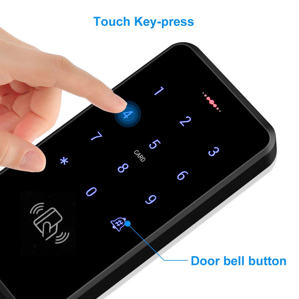 HFeng IP68 Waterproof Outdoor Door Access Control System Kit RFID Access Control Keypad Touch Panel + 180KG/350lbs Electric Magnetic Lock + Power Supply +10pcs Keyfobs