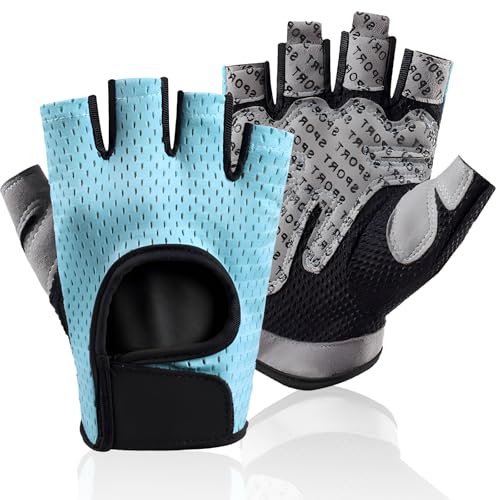 hisptgo Bike Gloves for Men Women Cycling, Fingerless Breathable Bicycle Biking Gloves Anti-Slip Shock Absorbing Padded fo...
