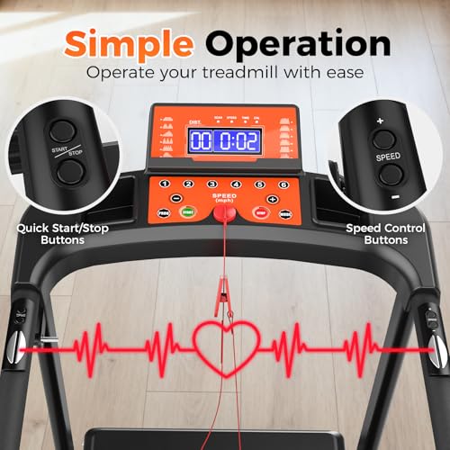 Lastforever Walking Treadmills with Extended Handrails, 2.5HP Quiet Motor, Heart Rate Monitor, 310 lbs Capacity, Treadmill...