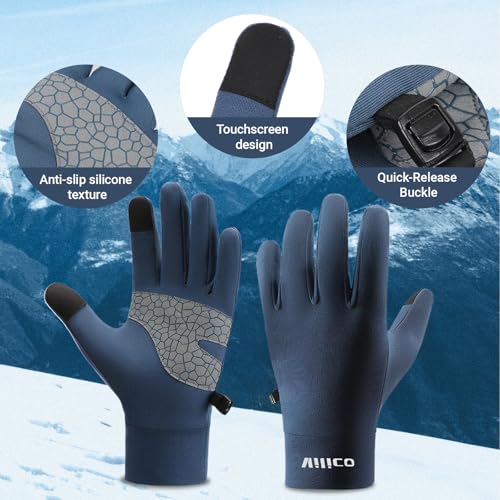 Running Gloves for Men and Women Winter Touch Screen Gloves Lightweight Thermal Liner Gloves with Anti Slip Silicone Palm ...