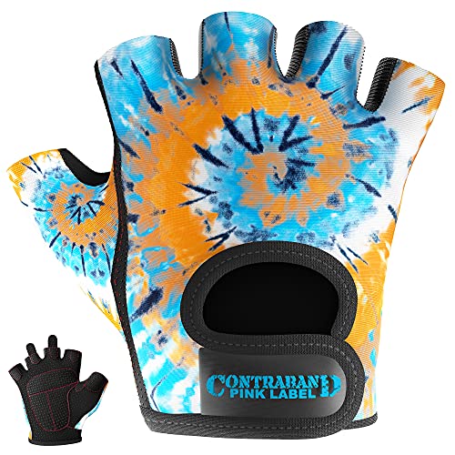 Contraband Pink Label 5347 Womens Designer Workout Gloves | Tie Dye Print w/Grip-Lock™ Silicone Palm