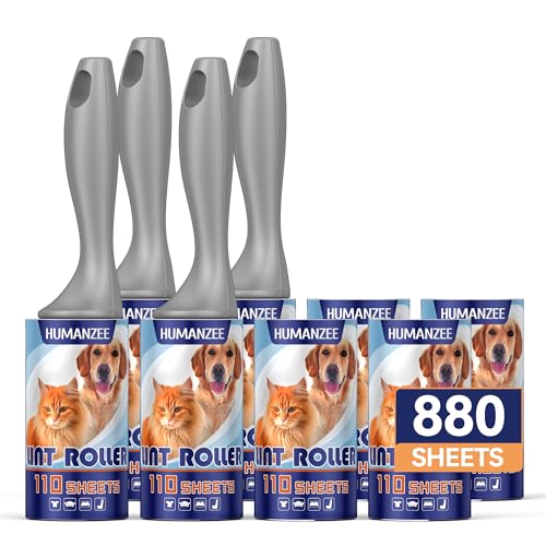 Lint Rollers for Pet Hair Extra Sticky, 880 Sheets Mega Value Set with Reinforced 4 Handles and Tough Paper, Lint Roller f...