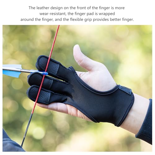 Prespollw Archery Glove Three-Finger Guard – Protective Shooting Glove for Men & Women, Ideal for Recurve & Compound Bow H...