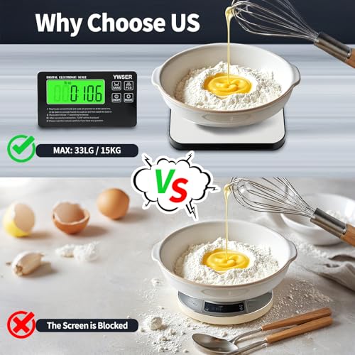 33lb Wireless Magnetic Digital Kitchen Scale with Remote LCD Display, Split-Designed for Easy Cleaning, 0.1oz/1g Precisio...