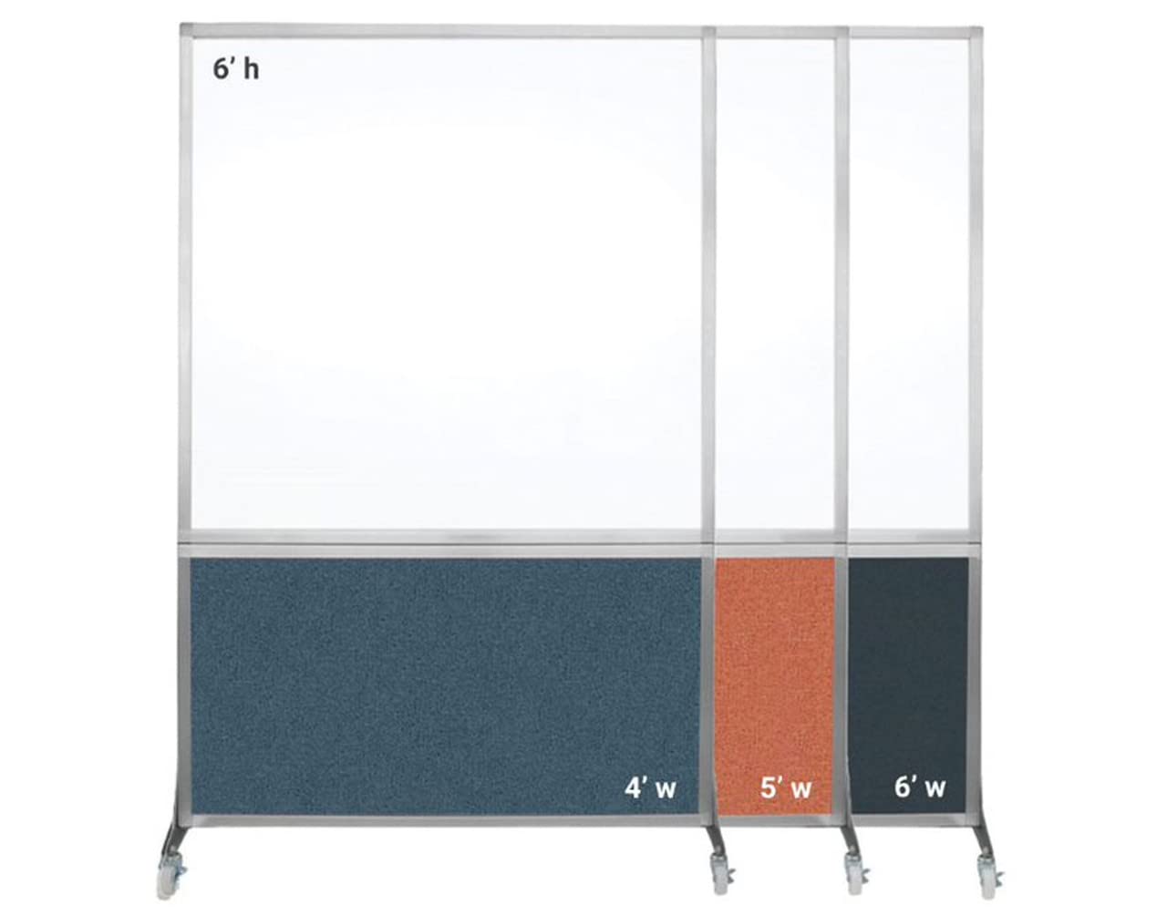 DivideWrite Mobile Whiteboard | Double Sided Dry Erase Board | Portable Office Cubicle Partition | Display for Classrooms, Conference Rooms, Meeting Areas and More | Ocean Fabric 4' Wide X 6' Tall