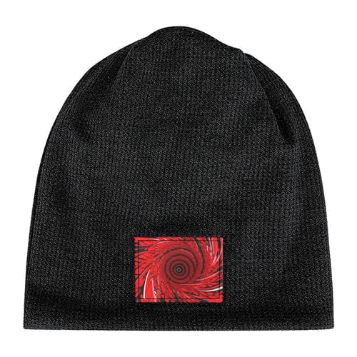 Red Flower Vortex Spiral Print Lightweight Waffle Pullover Hat Men Women Winter Headwear Outdoor Camping Travel