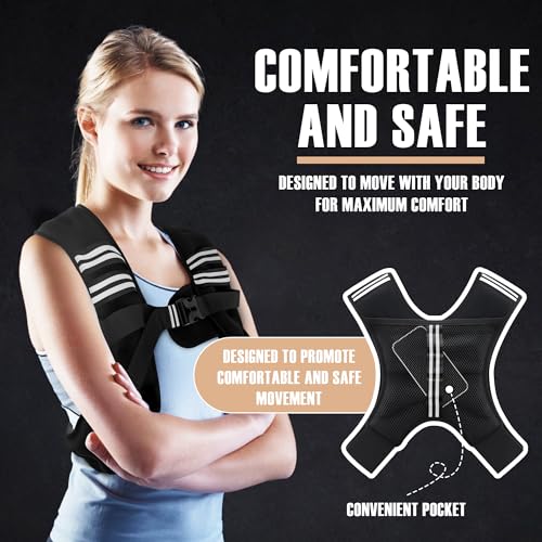 NATURELUX Weighted Vest Men or Women - 5/10/15/20/25/30lbs Weights with Reflective Stripe, Weighted Vest for Workout Equip...