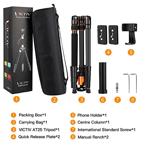 82" Tall Camera Tripod Heavy Duty, Victiv Aluminum DSLR Tripod Monopod for Photography Travel, Professional Camera Stand for Spotting Scope Telescope Binocular