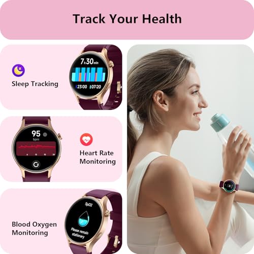 Smart Watch for Women, Answer/Makr Call, 1.32'' AMOLED Ultra-Clear Screen Fitness Trackers with Heart Rate/Sleep/SpO2 Moni...
