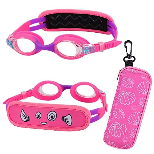 RUIGAO Kids Swim Goggles Age 2-6, Toddler Goggles No Hair Pull,Child Goggles Padded HeadBand