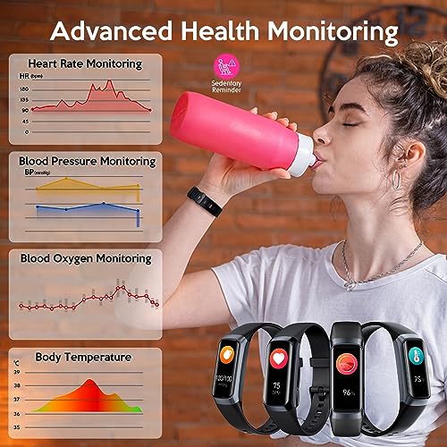 Fitness Activity Tracker for Men Women,Smart Watch with Blood Pressure Monitor Heart Rate Sleep Monitor IP67 Waterproof Pe...