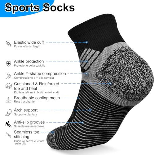 HIKERHEAVENLAR Compression Quarter Hiking Sports Socks Men Women Walking Running Cycling Socks Cushion Fast-drying Breathable