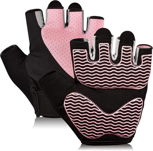 sunnex Workout Gloves for Women - Breathable Weight Lifting Gloves with Non-Slip Silicone Padding, Fingerless Gym Gloves f...